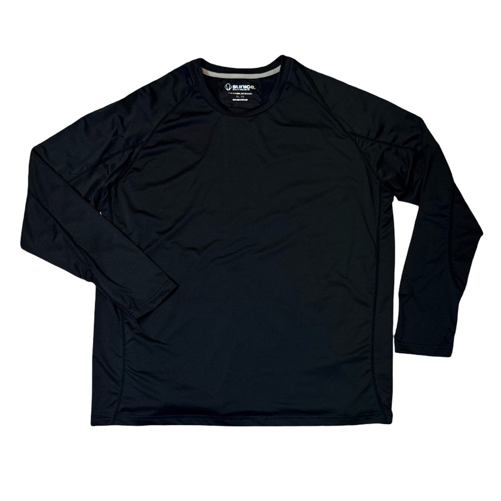 Sunice mens XL black long sleeve performance crewneck golf t-shirt EUC